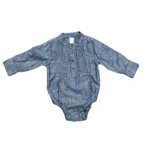Banana Republic Tuxedo Chambray Blue Bodysuit, 12 - 18 months